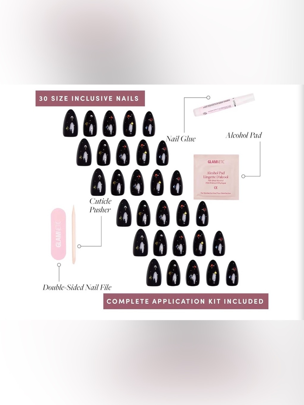 Glamnetic Short Almond Press-On Nails WINTER COMET nib - Picture 5 of 11